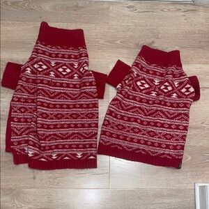 Red and White Patterned Dog Sweaters